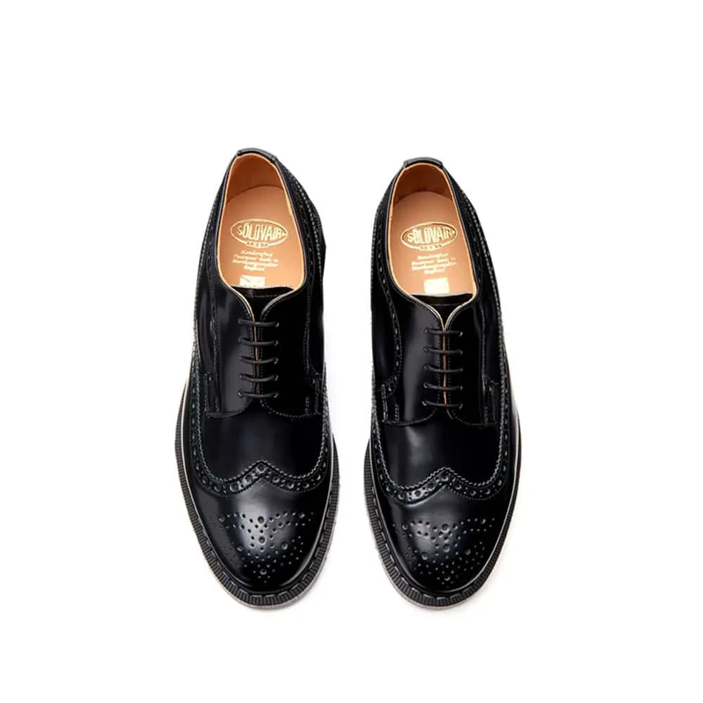 Solovair Black Hi-Shine American Brogue