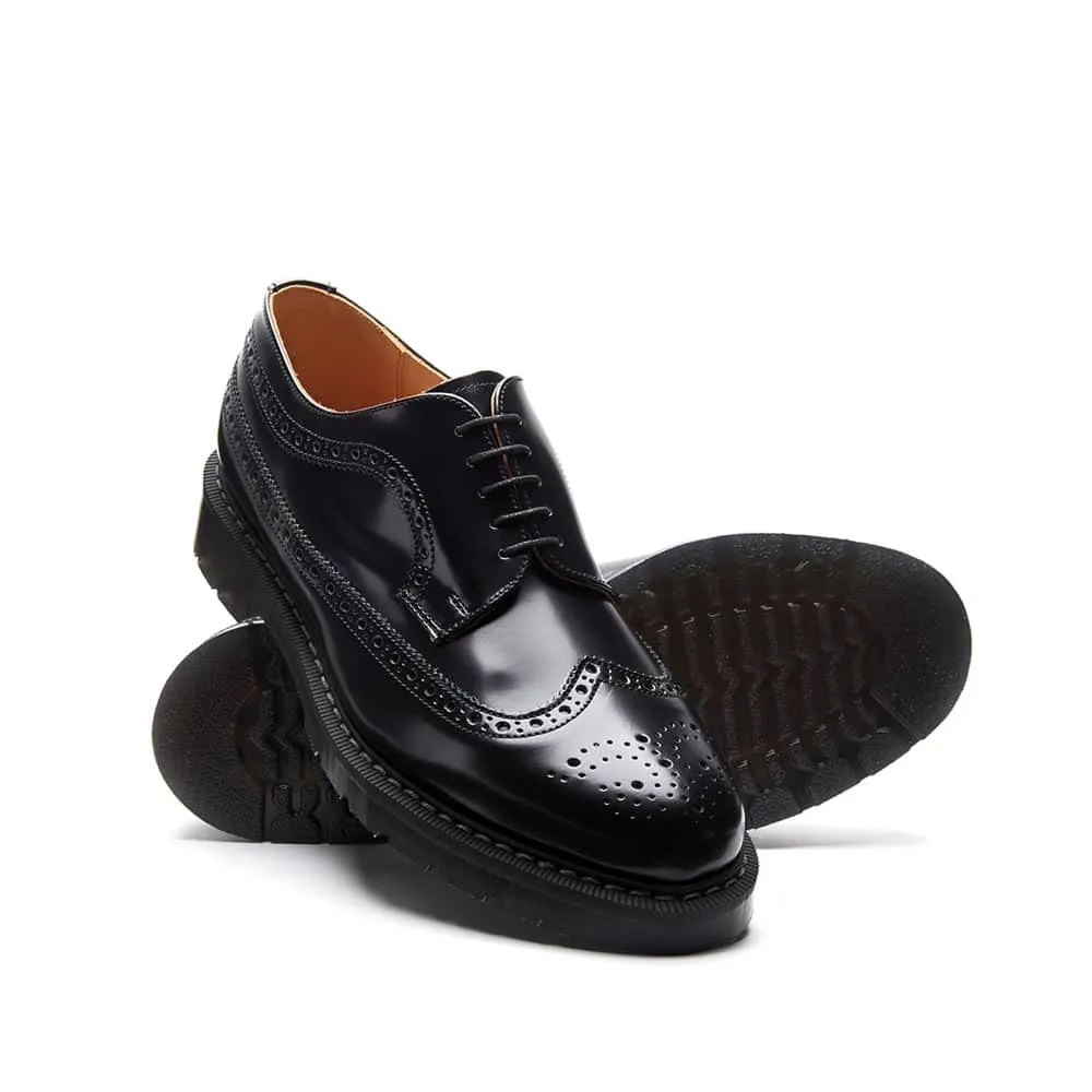 Solovair Black Hi-Shine American Brogue