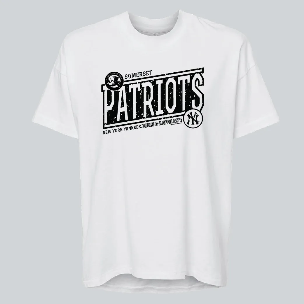 Somerset Patriots Black & White ICON Line Ladies Oversized Hi Lo Mobility Tee