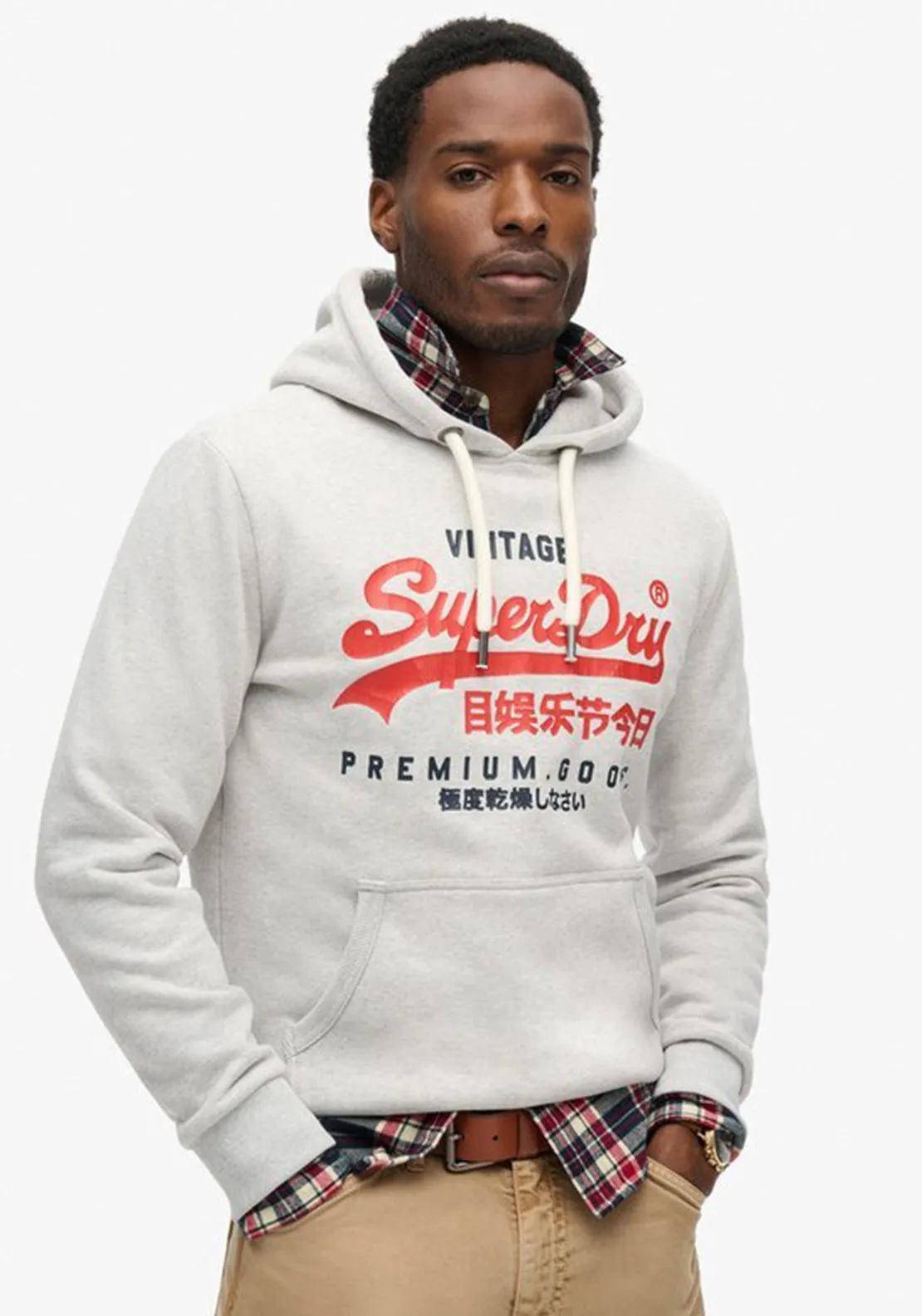 Superdry Duo Vintage Logo Hoodie, Glacier Grey Marl