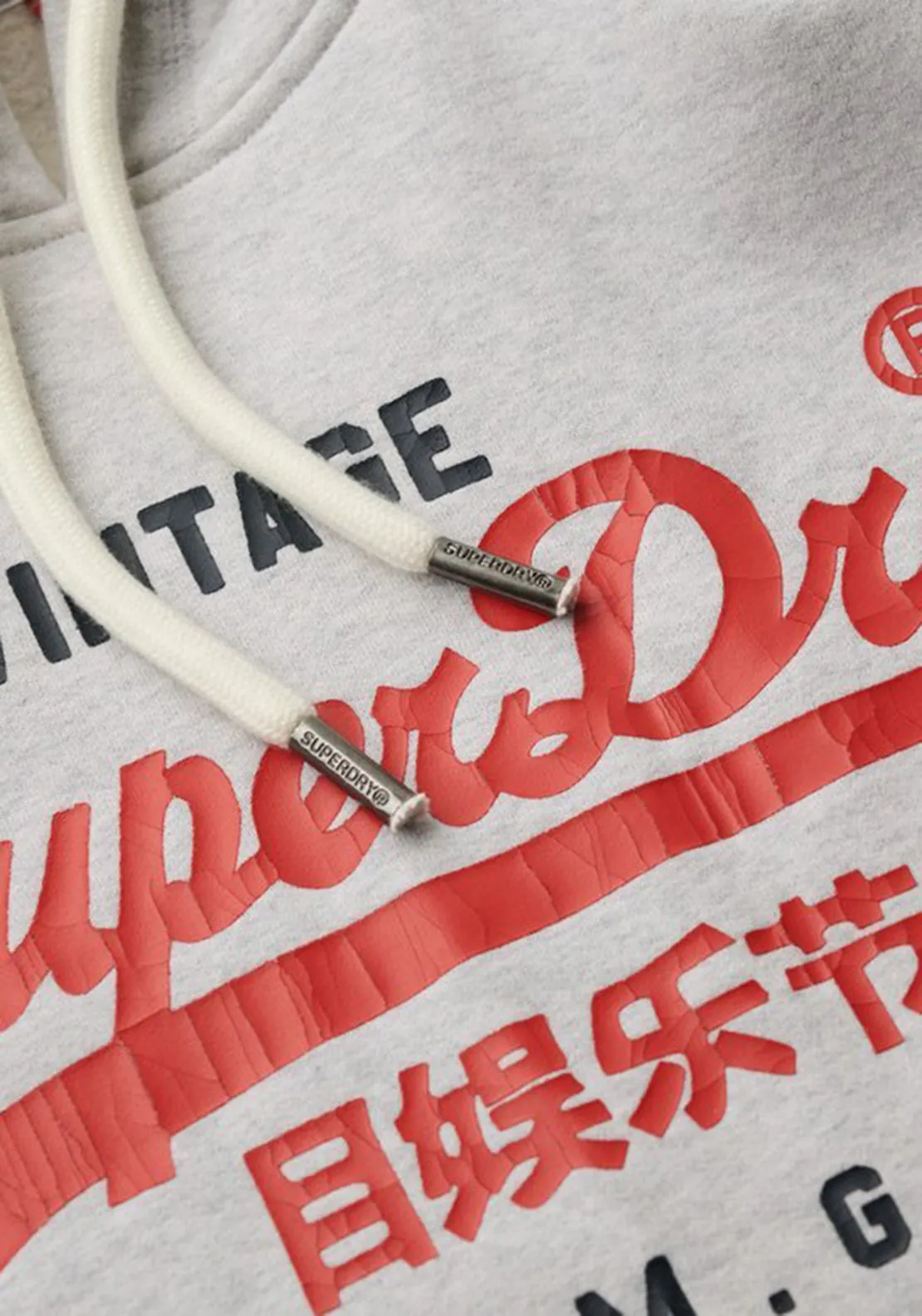 Superdry Duo Vintage Logo Hoodie, Glacier Grey Marl