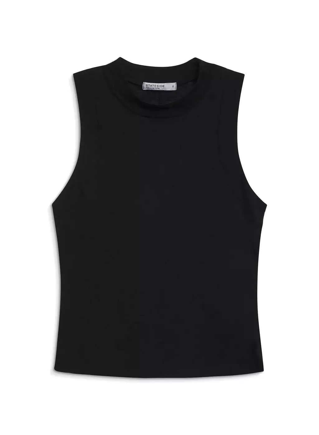 Supima Slub Sleeveless Mock Neck Top in Black