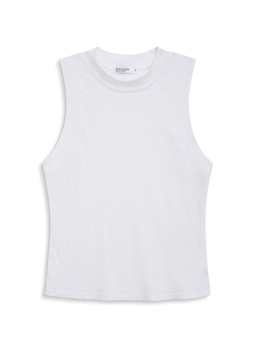 Supima Slub Sleeveless Mock Neck Top in White