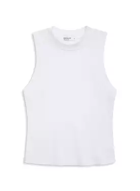 Supima Slub Sleeveless Mock Neck Top in White