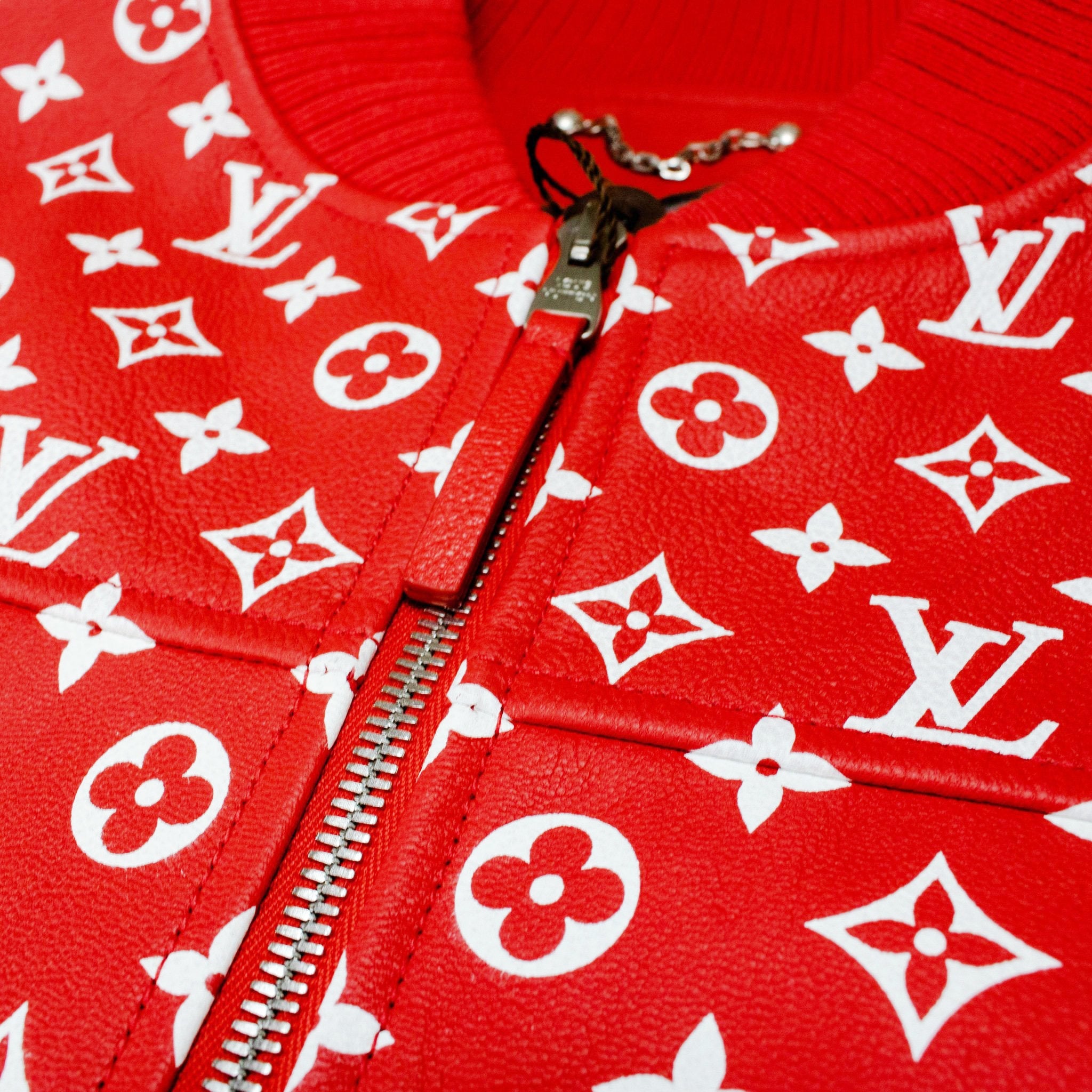 Supreme x Louis Vuitton Leather Blouson Red Monogram Jacket