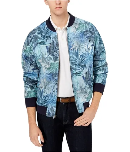 Tallia Mens Modern-Fit Tropical Print Bomber Jacket