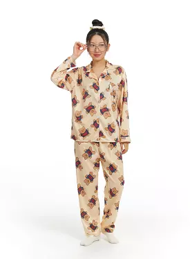 Teddy Graphic Buttoned Pajama Set IF421