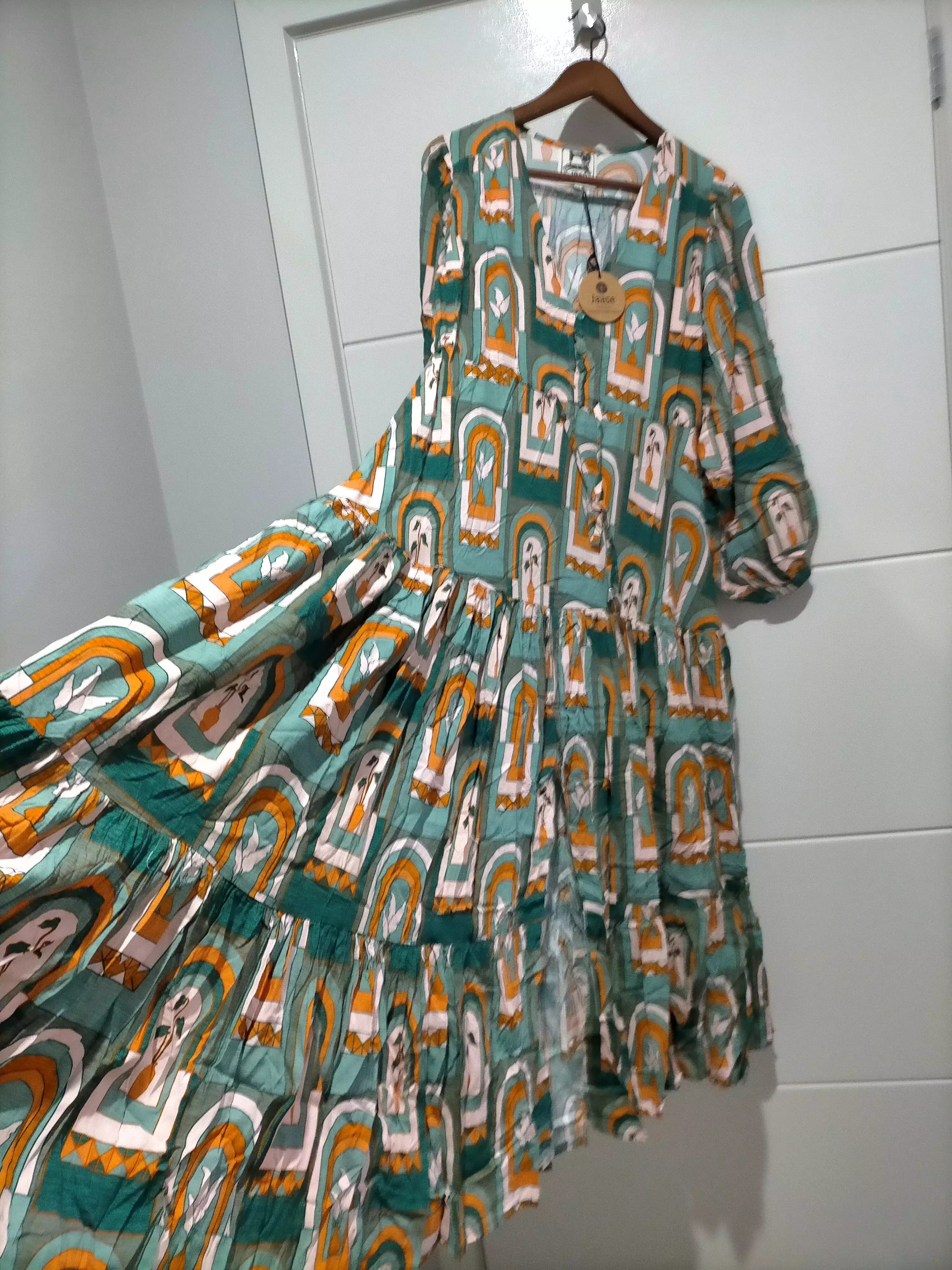 Teresa Maxi Dress Emerald Arches Print