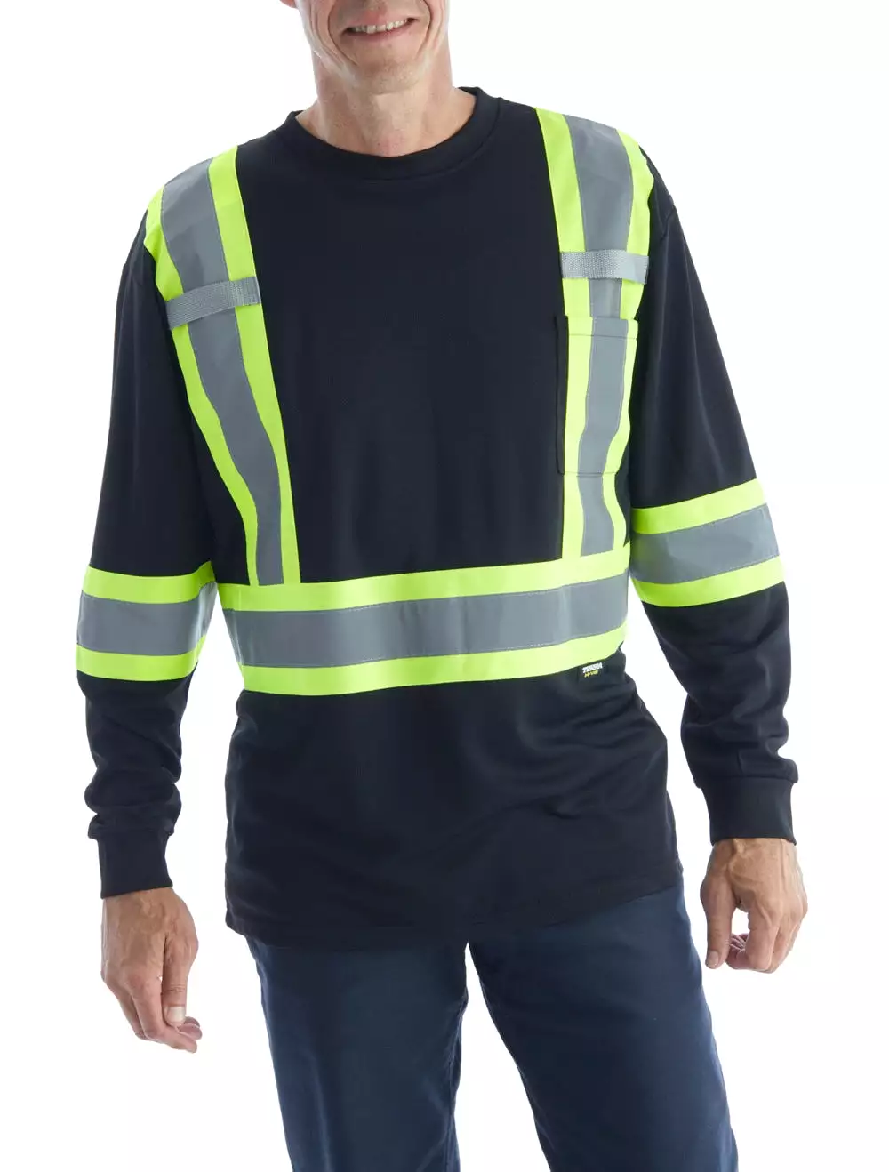 Terra Hi-Vis Long Sleeve Work Shirt  116525BK - Black