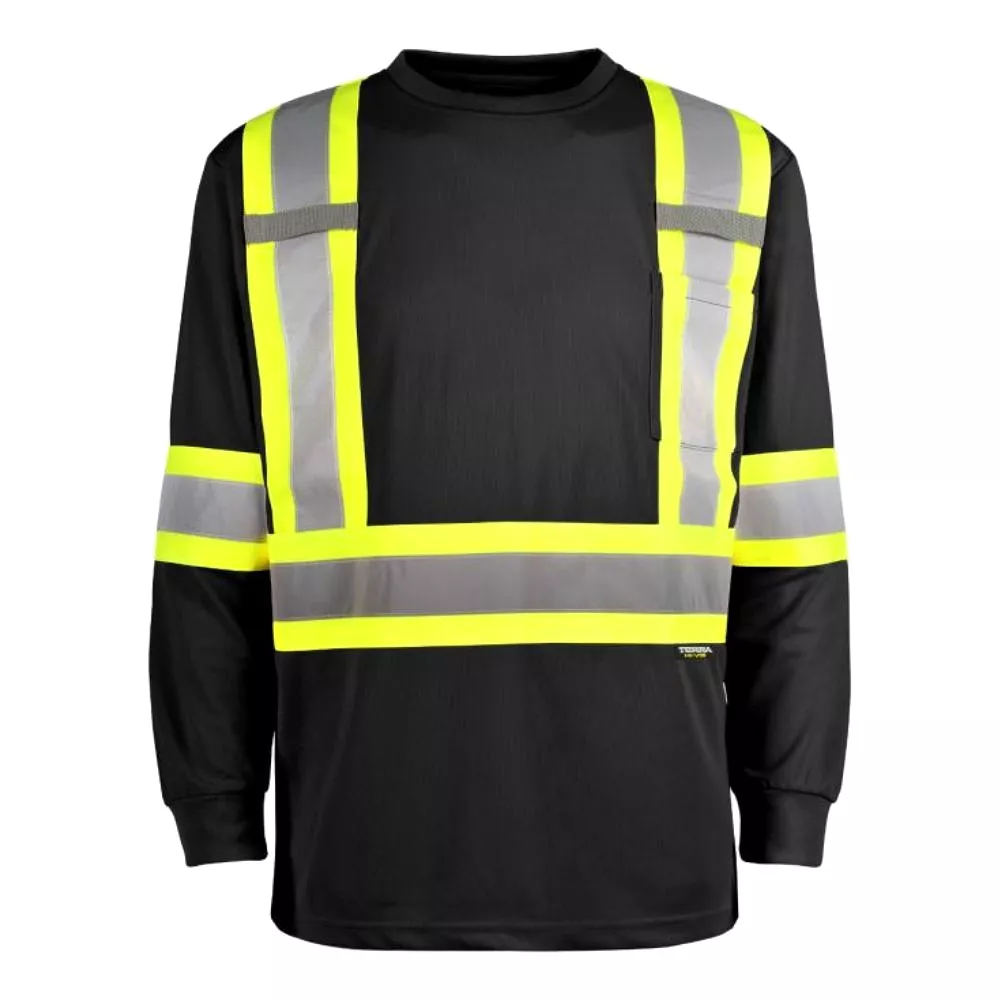 Terra Hi-Vis Long Sleeve Work Shirt  116525BK - Black