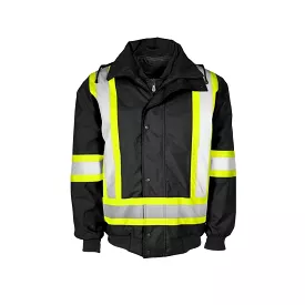 Terra Men's Hi-Vis 6 in 1 System Work Bomber Jacket Black - 116562