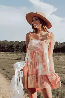 Tie Dye Ruffle Babydoll Dress