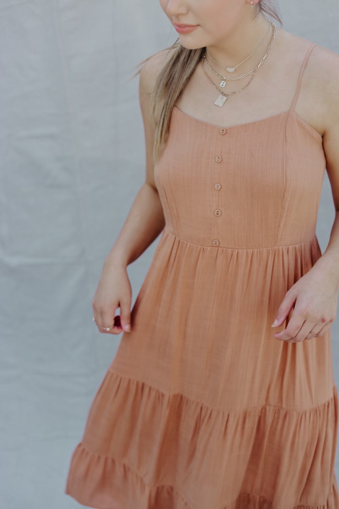 Toasted Honey Tiered Midi Dress