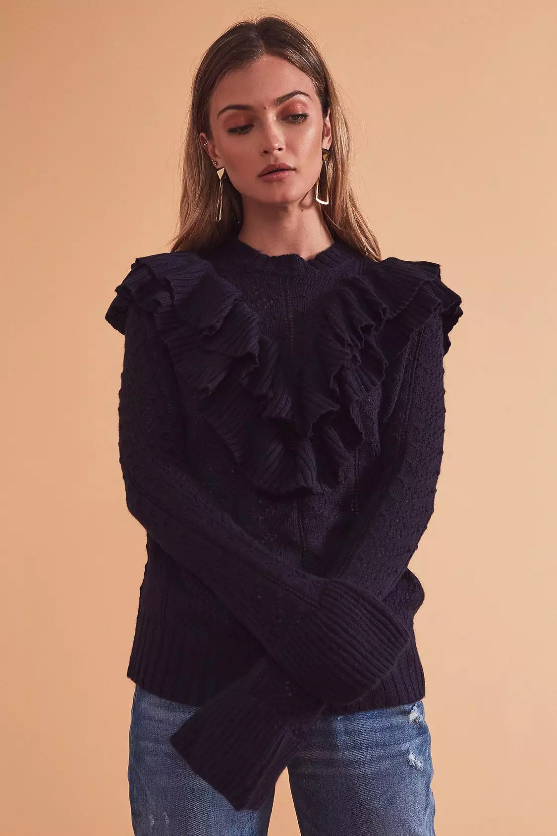 Tularosa Manny Ruffle Sweater Navy