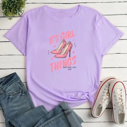 Unisex T-shirt Short Sleeve T-shirts Printing Casual Letter Shoe