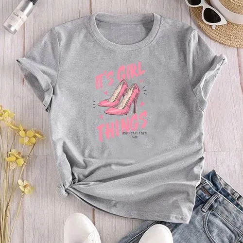 Unisex T-shirt Short Sleeve T-shirts Printing Casual Letter Shoe