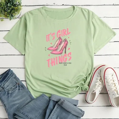 Unisex T-shirt Short Sleeve T-shirts Printing Casual Letter Shoe