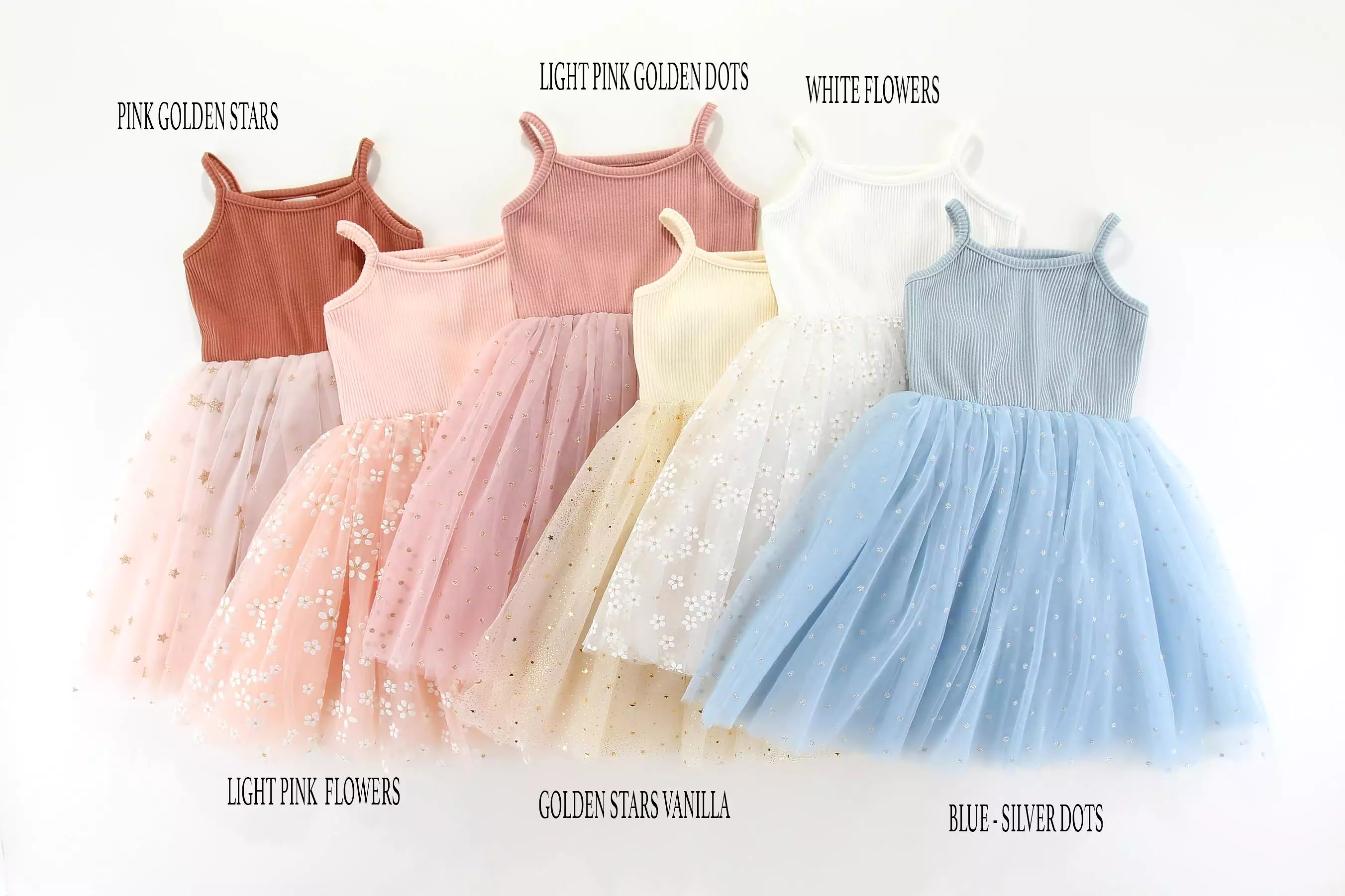 Valentina Tutu Dress: LIGHT PINK GOLDEN DOTS: 0-6M, 1-2Y, 2-3Y, 4-5Y, 5-6Y, 6-8Y