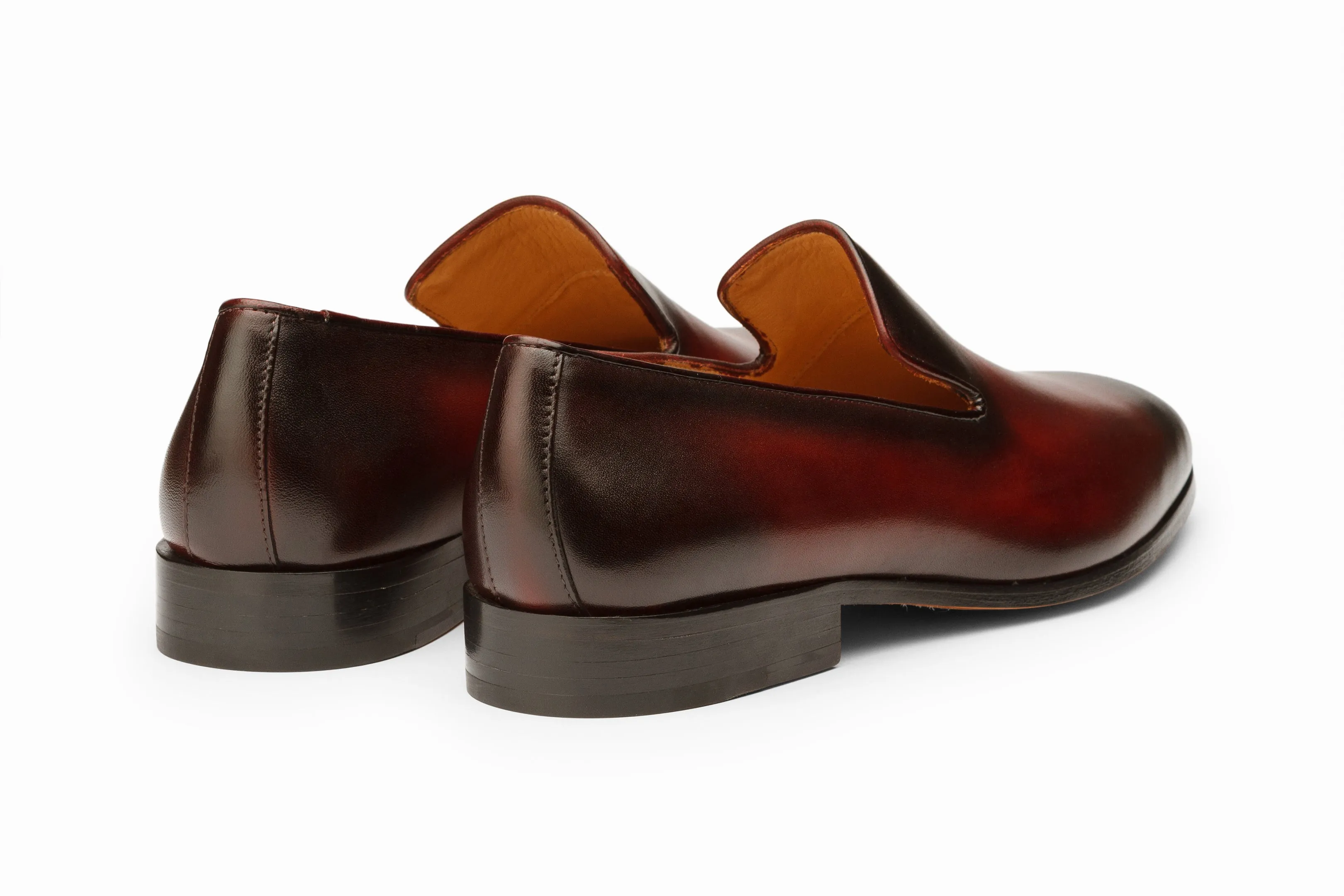 Venetian Loafers - Oxblood and Black Patina Finish