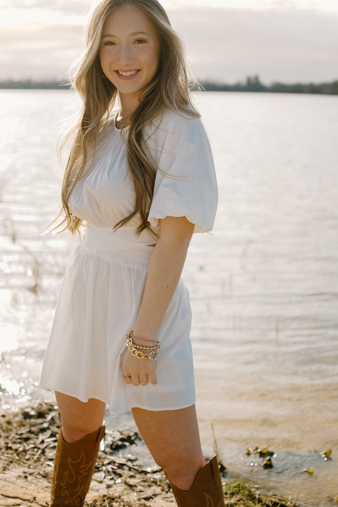 White Cutout Babydoll Dress