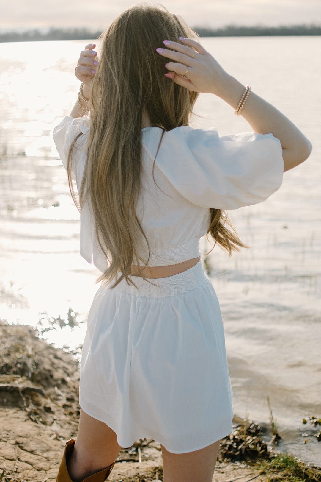 White Cutout Babydoll Dress