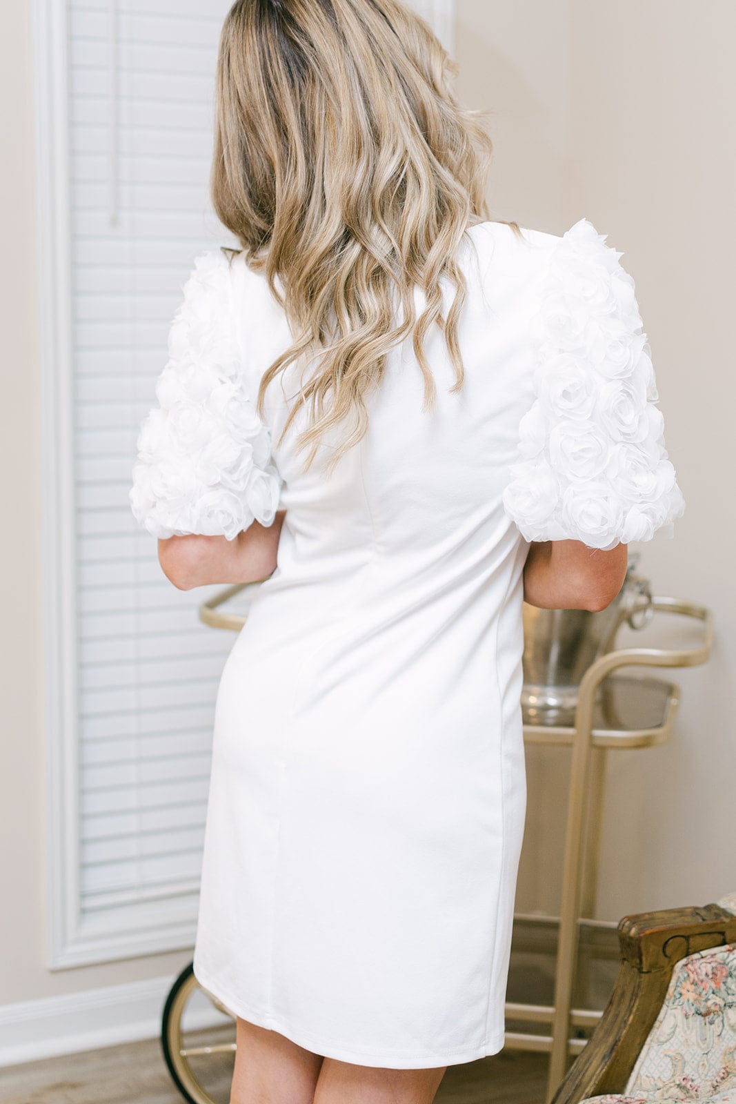 White Puff Short Sleeve Dress