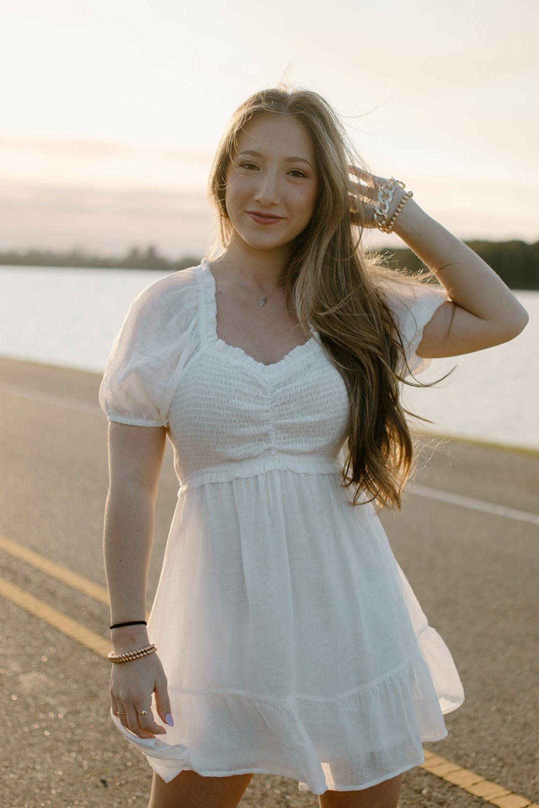 White Smock Short Sleeve Dress