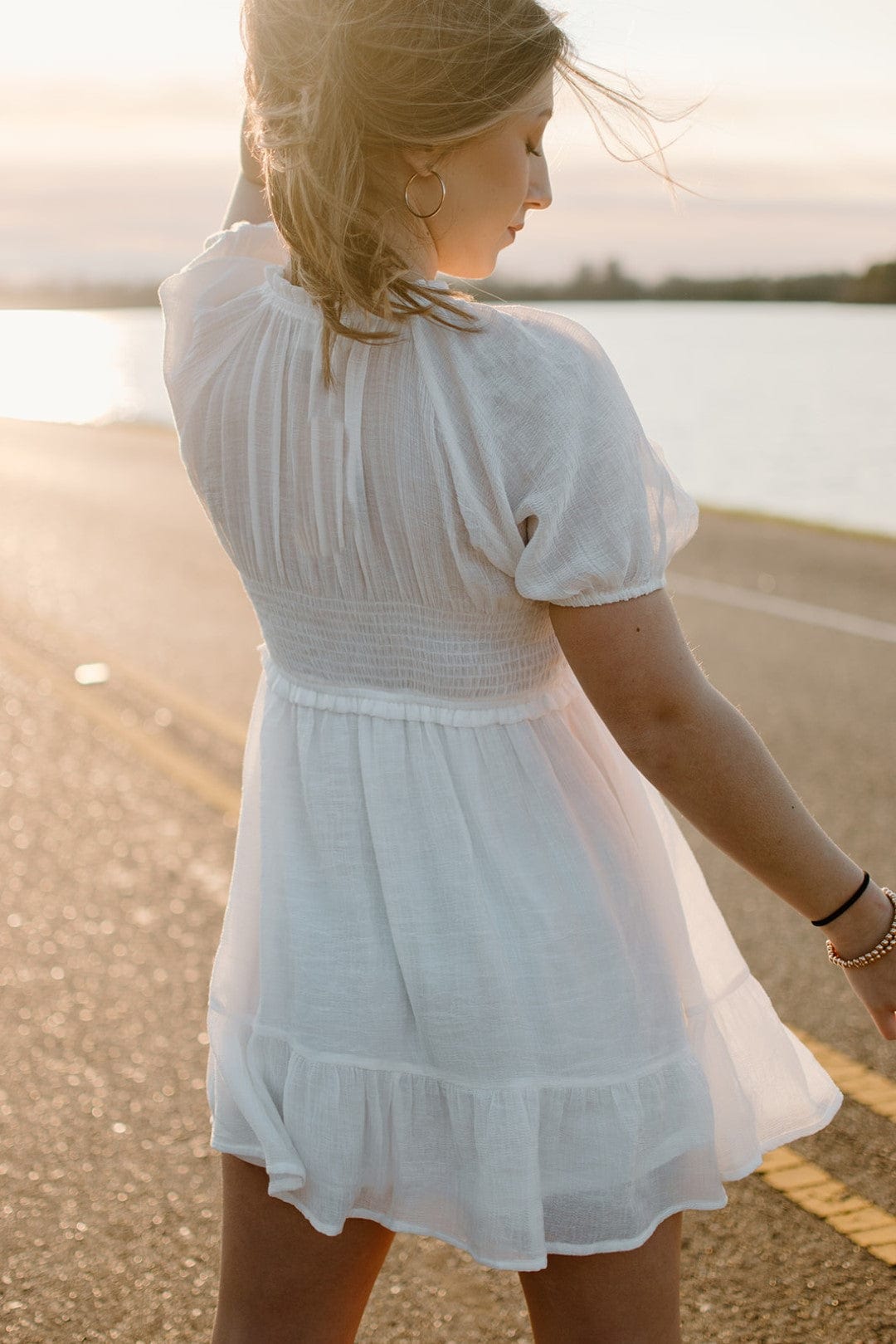 White Smock Short Sleeve Dress