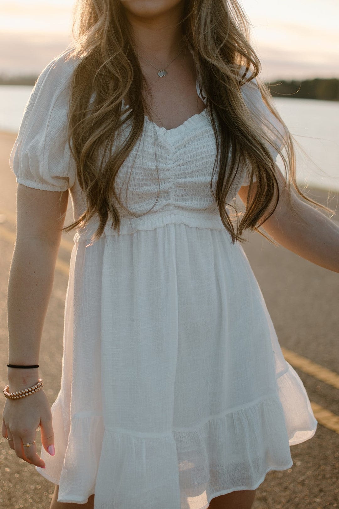 White Smock Short Sleeve Dress