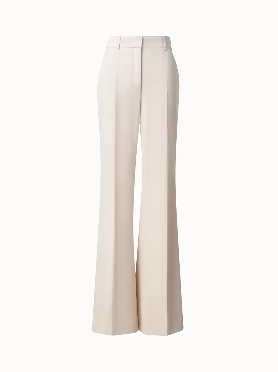 Wide Straight Leg Pants in Cotton Wool Gabardine