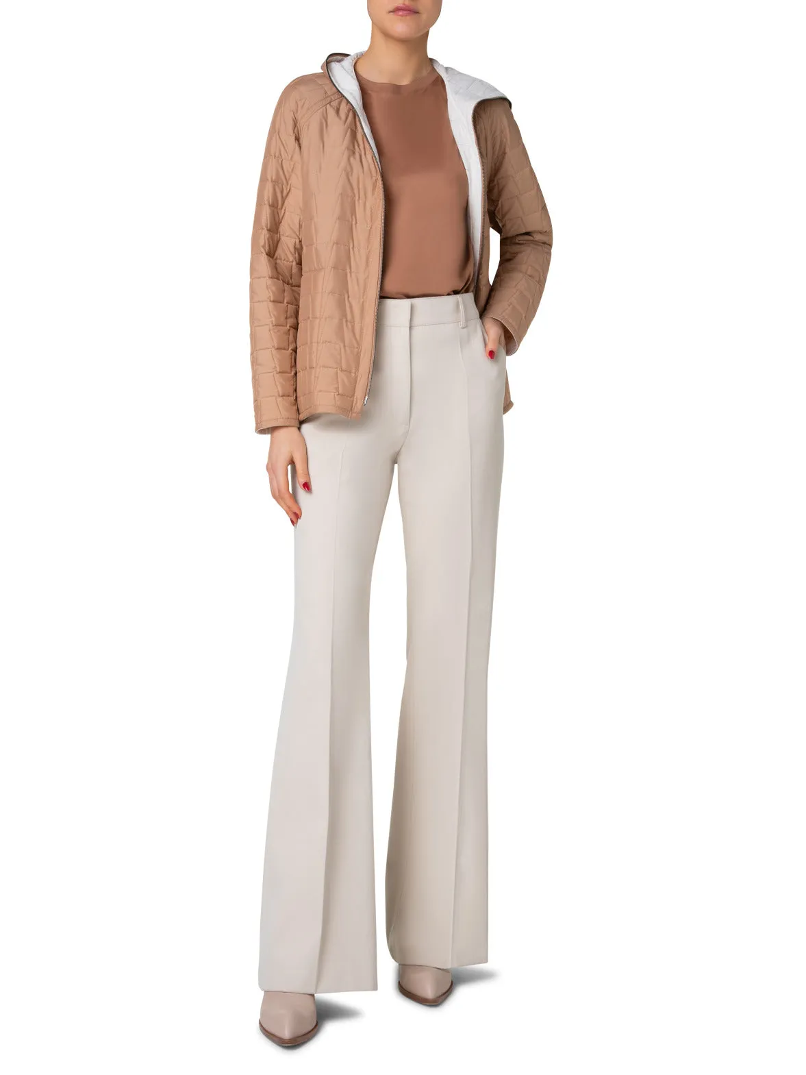 Wide Straight Leg Pants in Cotton Wool Gabardine